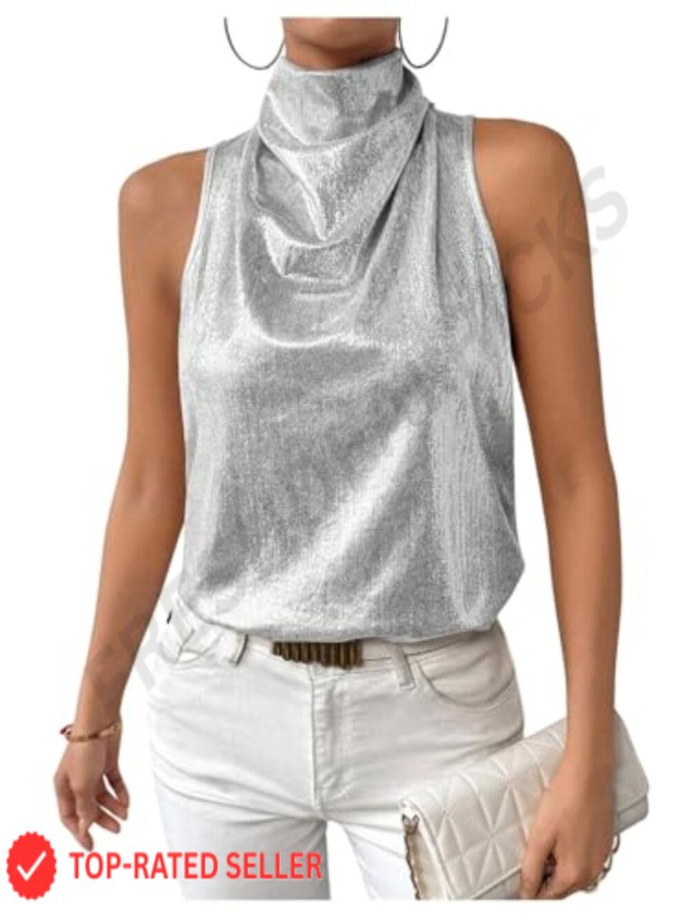 Metallic Sequin Halter Tank Top Sleeveless Slim Fit Party Club Top